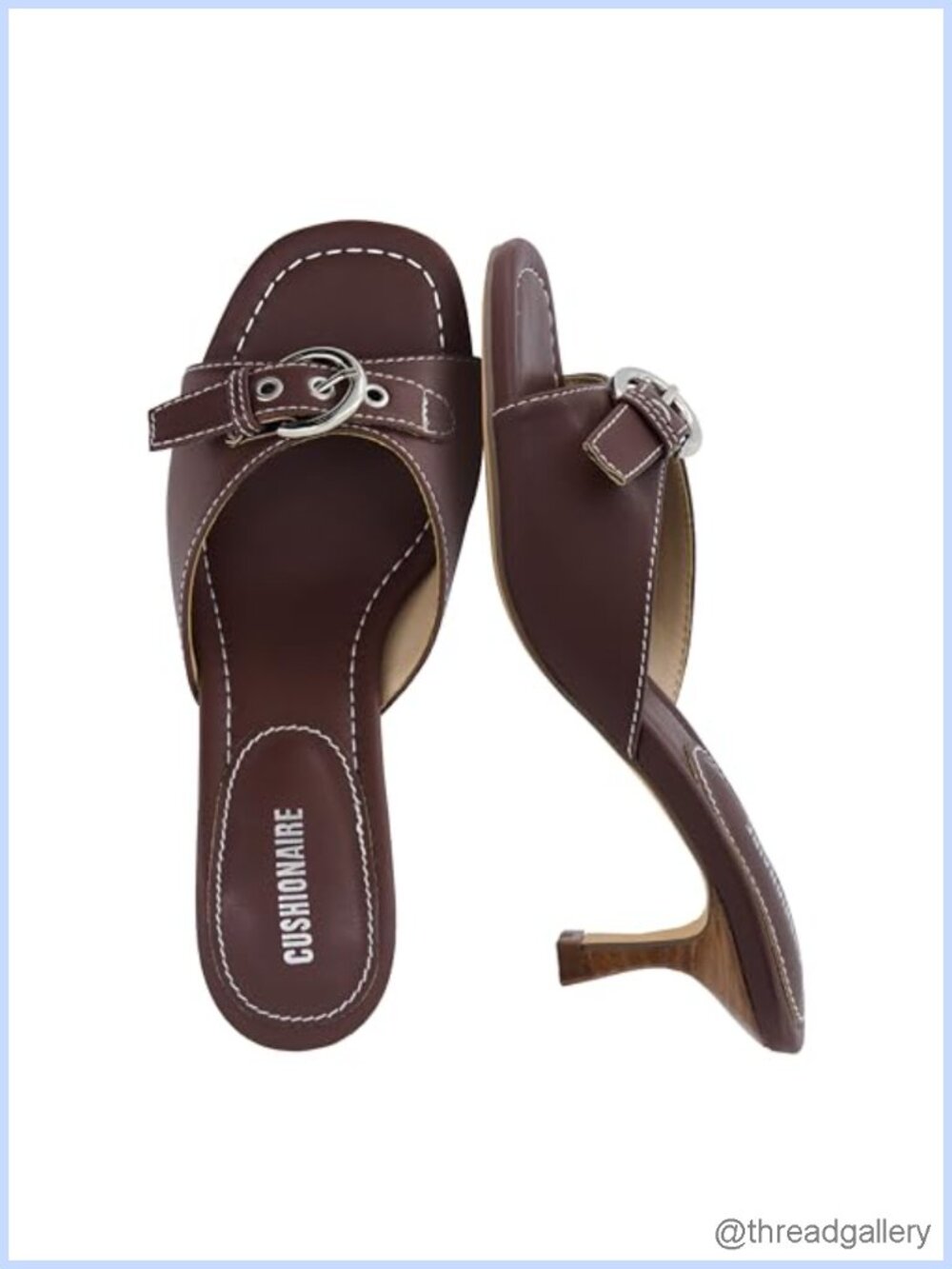 CUSHIONAIRE Belle Kitten Heel Mule Sandals Faux Leather Slip-On Dressy